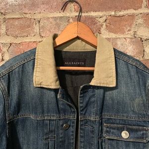 AllSaints Distressed Blue Denim Jacket